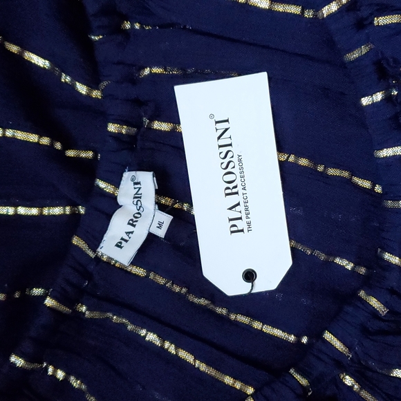 NWT Pia Rossini Off shoulder metallic ruffle dress Medium large - Picture 4 of 9